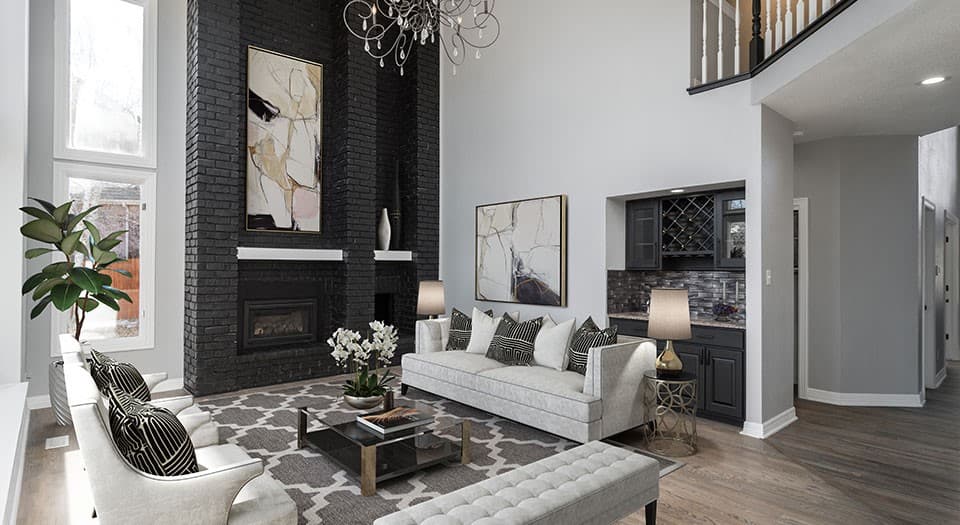 Virtually staged living room