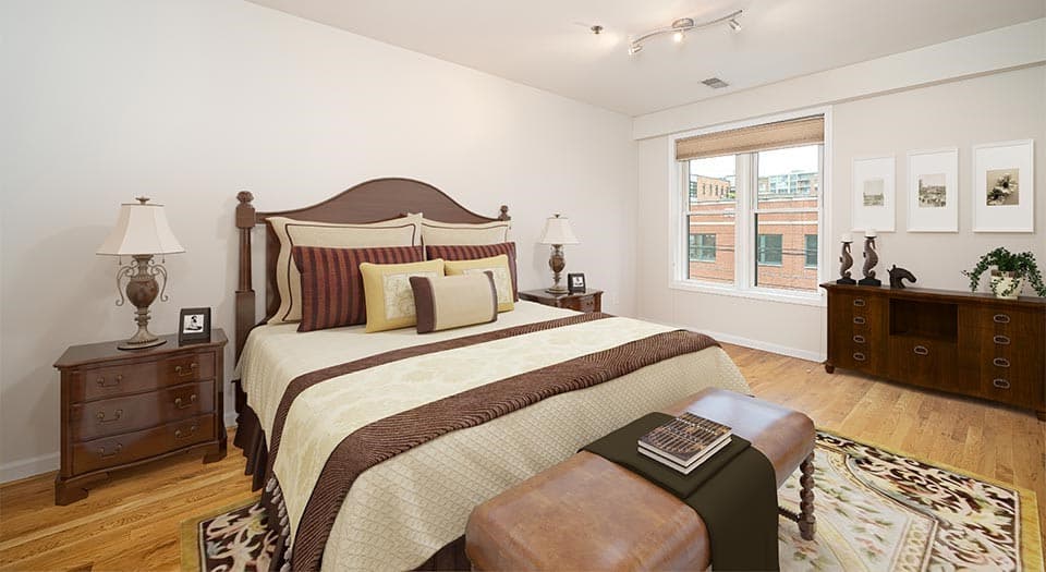 Virtually staged bedroom